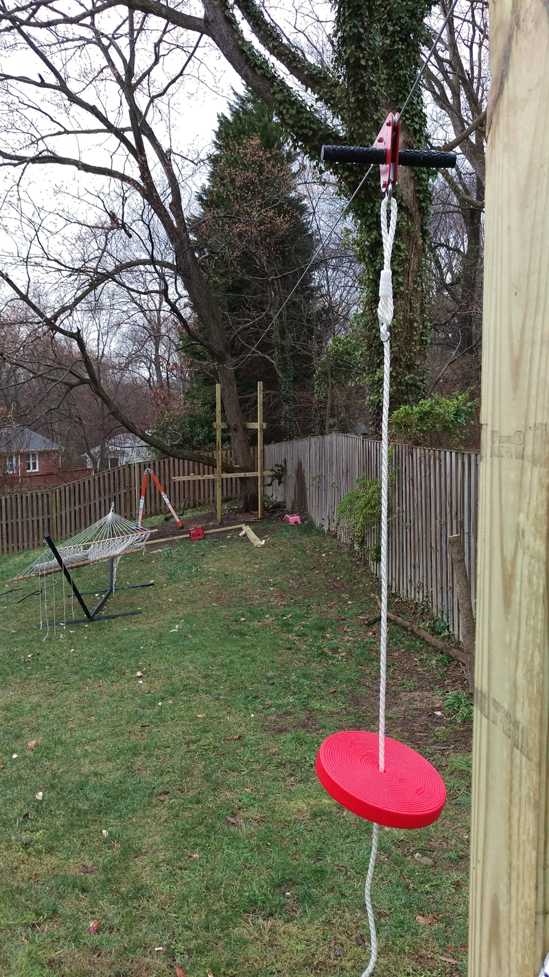 Day two - Cable hung and platform posts set in concrete.